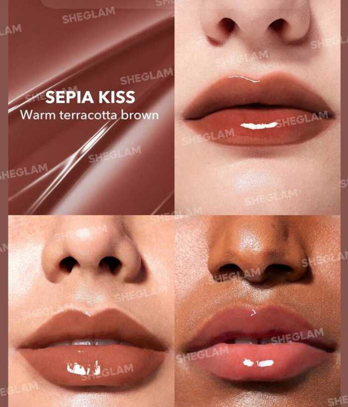لیپگلاس پلامپری حجم دهنده و براق کننده رنگ Sepia Kiss