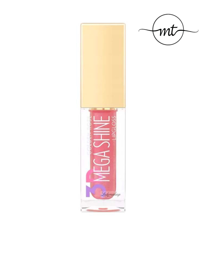 لیپگلاس مایع براق گلدن رز مدل 3D MEGA SHINE سری SHIMMER شماره 114 رنگ صورتی روشن حجم 5.2 میل