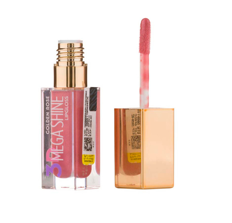 لیپگلاس مایع براق گلدن رز مدل 3D MEGA SHINE سری SHIMMER شماره 114 رنگ صورتی روشن حجم 5.2 میل