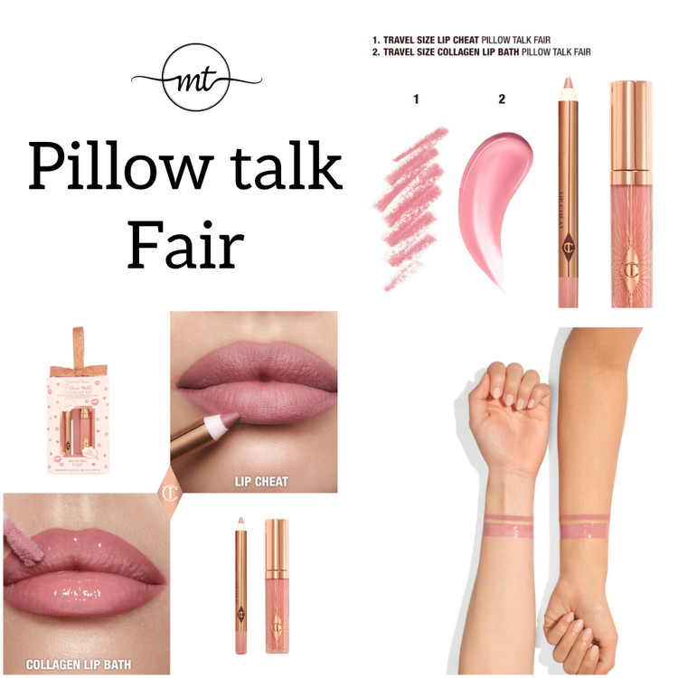 ست لیپگلاس و خط لب شارلوت تیلبری pillow talk Fair