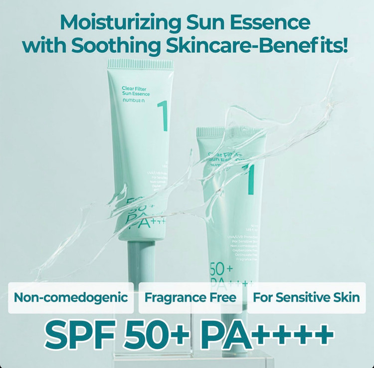 ضد آفتاب آبرسان و تسکین دهنده بایو نامبوزین Numbuzin Clear Filter Sun Essence شماره 1 حجم 50 میل