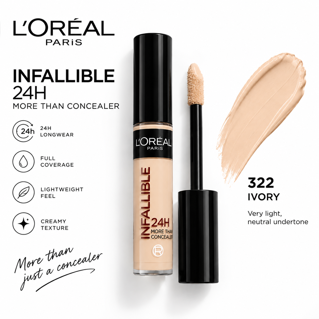 کانسیلر لورال اینفالیبل 24 ساعته شماره 322 Loreal Infallible